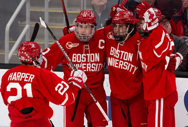  Mens Youth Boston University Terriers Custom 2024 Scarlet Boston University Hockey Jersey 