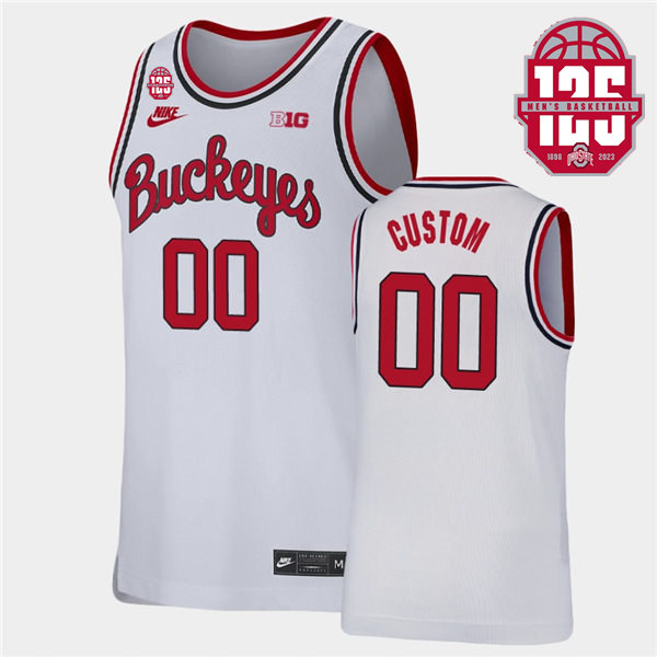  Mens Youth Custom Ohio State Buckeyes Nike White 2021 Buckeyes College Basketball Jersey 