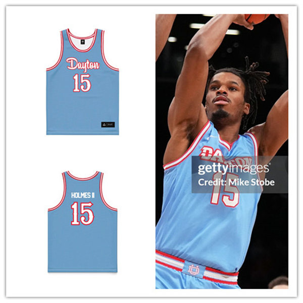  Mens Youth Dayton Flyers Custom College Basketball Game Jersey Chapel Blue 