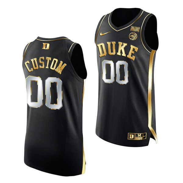  Mens Youth Duke Blue Devils Custom 2021-22 Black Golden Edition Basketball Jersey 