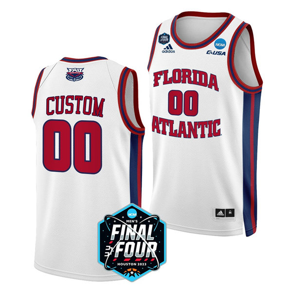  Mens Youth Florida Atlantic Owls Custom  Adidas White 2023 NCAA Basketball Final Four Jersey  