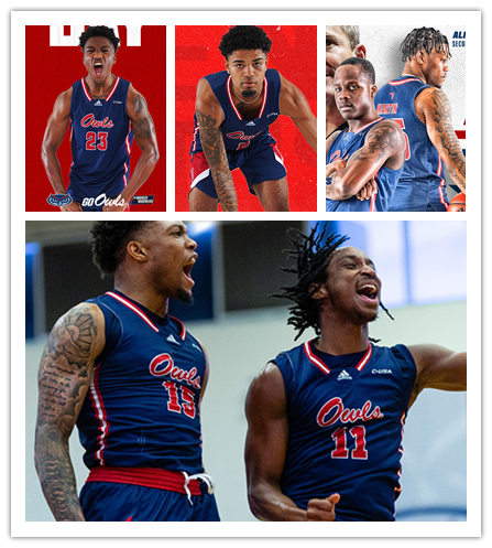  Mens Youth Florida Atlantic Owls Custom Adidas 2022 Navy Basketball Game Jersey  