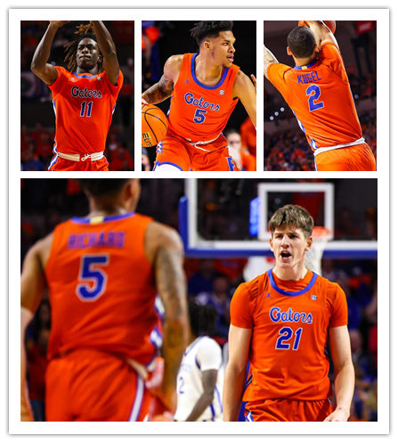  Mens Youth Florida Gators Custom 2023-24 Orange Basketball Game Jersey 