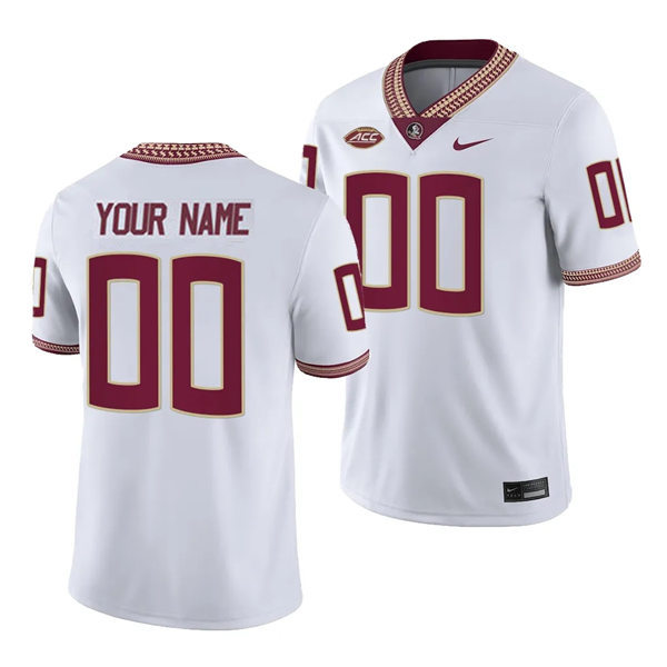  Mens Youth Florida State Seminoles Custom Nike 2023 White College Football Game Jersey 