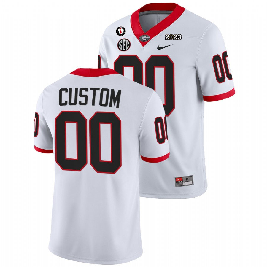  Mens Youth Georgia Bulldogs Custom 2023 College National Championship Game Jersey White 