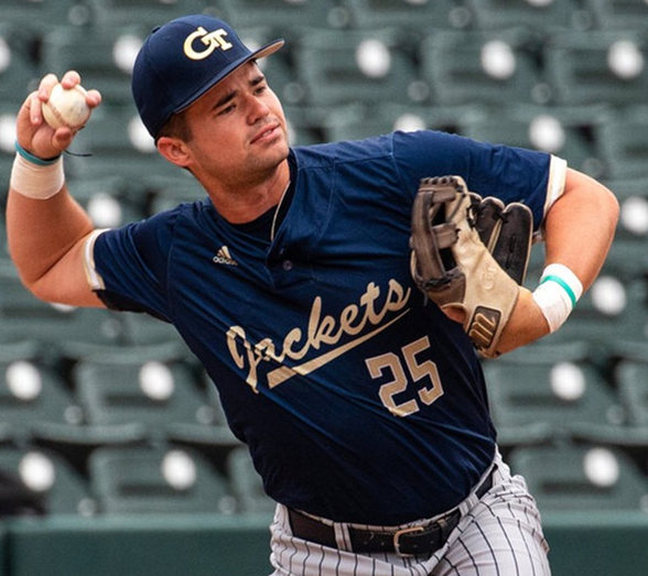  Mens Youth Georgia Tech Yellow Jackets Custom Adidas Navy two-Button Pullover Baseball Game Jersey 