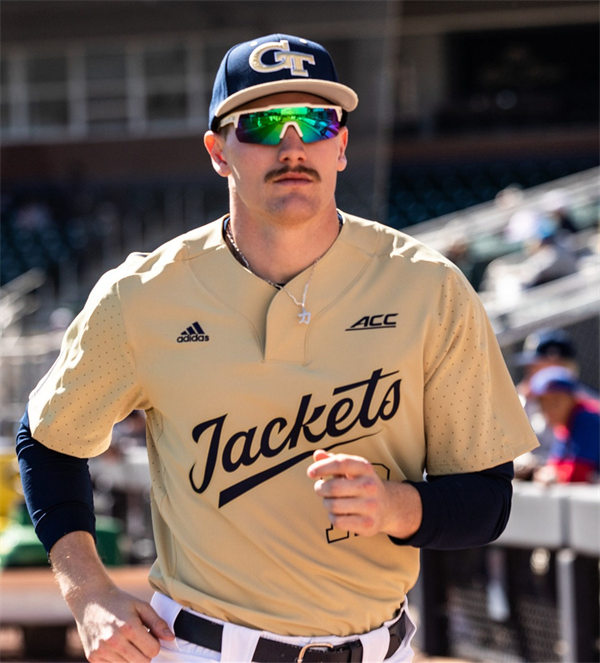  Mens Youth Georgia Tech Yellow Jackets Custom Adidas Yellow two-Button Pullover Baseball Game Jersey 