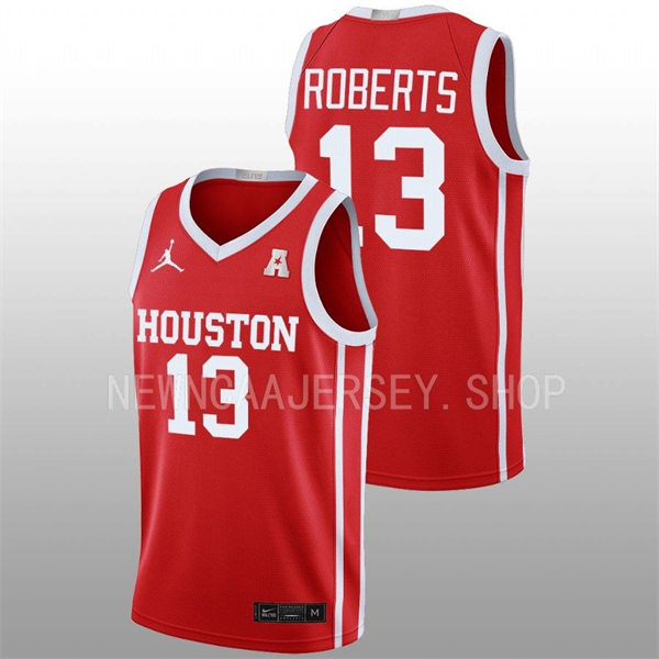  Mens Youth Houston Cougars #13 J'Wan Roberts 2022-23 Home Scarlet College Basketball Jersey