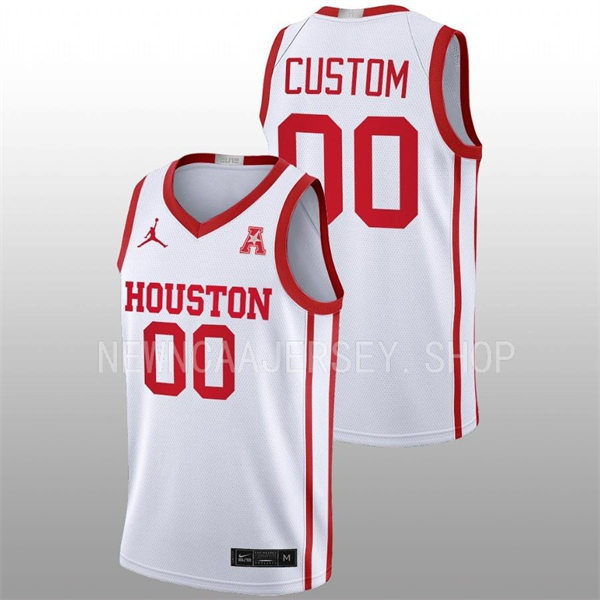  Mens Youth Houston Cougars Custom 2022-23 White Away College Basketball Jersey 