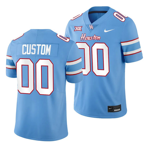  Mens Youth Houston Cougars Custom 2023 BIG-12 Blue OILERS-THEMED UNIFORM Football Game Jersey 