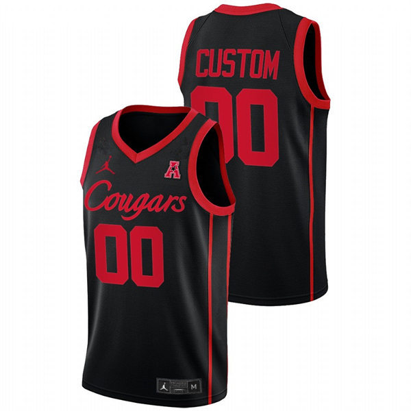  Mens Youth Houston Cougars Custom Black Cougars College Basketball Game Jersey 