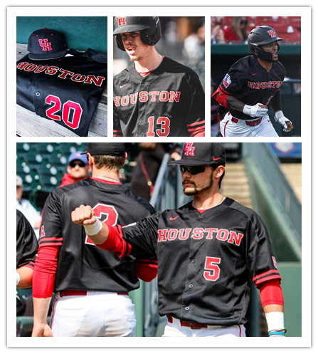  Mens Youth Houston Cougars Custom Black Houston Baseball Game Jersey 
