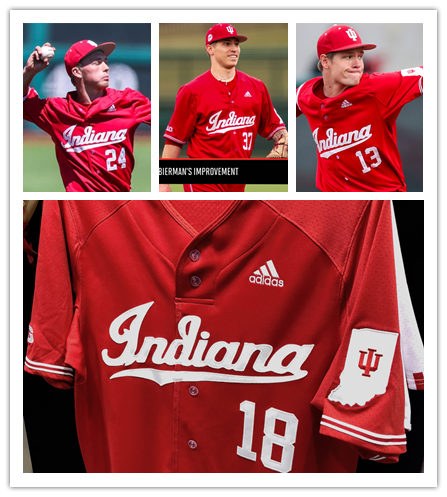  Mens Youth Indiana Hoosiers Custom adidas 2022 Crimson Button College Baseball Game Jersey 