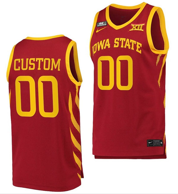  Mens Youth Iowa State Cyclones Custom Nike 2024 Cardinal Iowa State College Basketball Jersey 