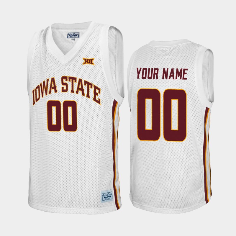  Mens Youth Iowa State Cyclones Custom Nike Full White College Basketball Throwback Jersey 