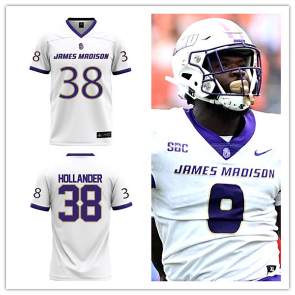  Mens Youth James Madison Dukes Custom 2024 Football Game Jersey White 