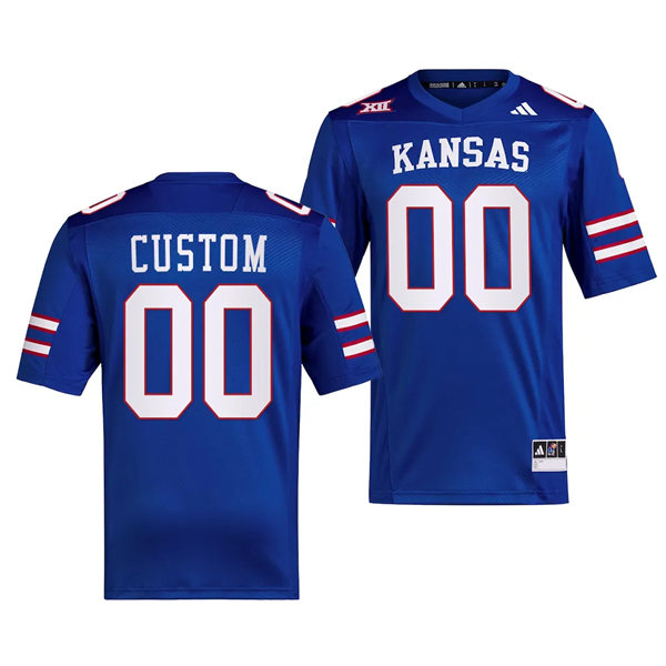  Mens Youth Kansas Jayhawks Custom 2023 Royal Adidas Football Uniform Jersey 