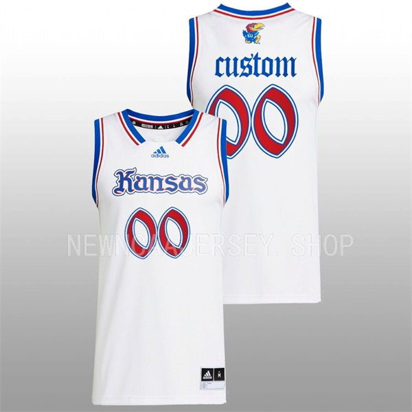 Mens Youth Kansas Jayhawks Custom Adidas 2022-23 White THE PHOG Basketball Limited Jersey 