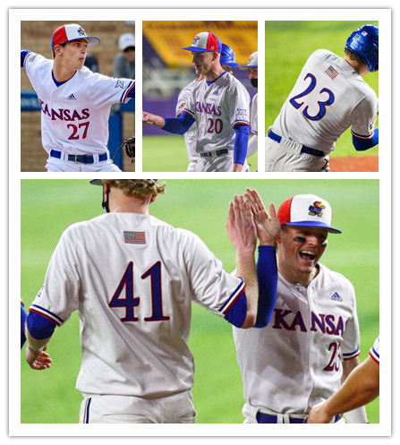  Mens Youth Kansas Jayhawks Custom Adidas 2022 White Full Button College Baseball Game Jersey 