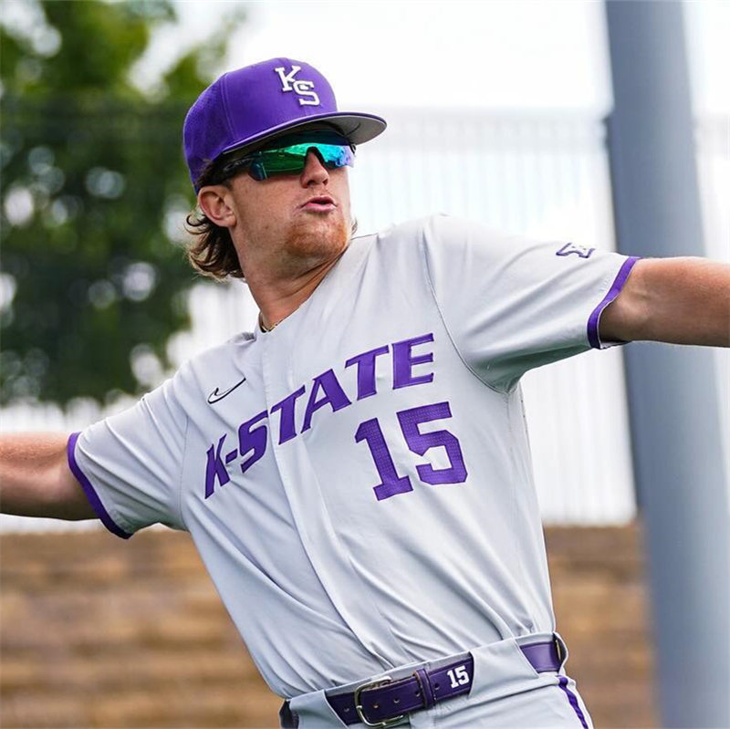  Mens Youth Kansas State Wildcats Custom Nike Gray College Baseball Game Jersey 