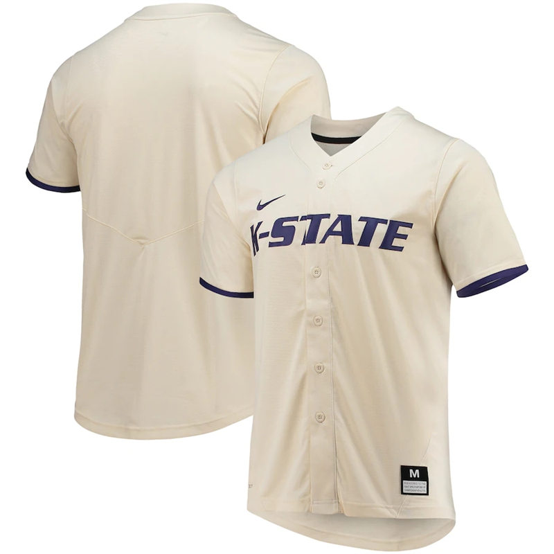  Mens Youth Kansas State Wildcats Custom Nike Natural College Baseball Game Jersey 
