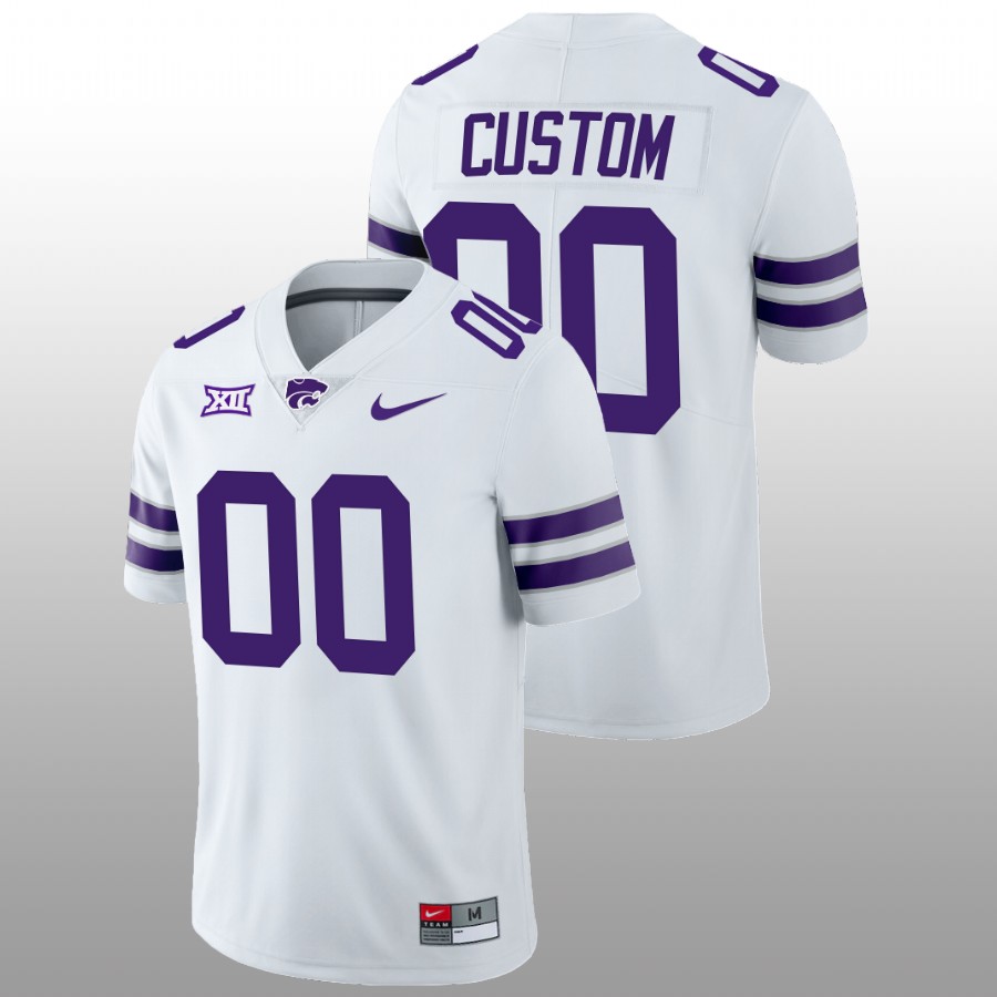  Mens Youth Kansas State Wildcats Custom Nike White College Football Game Jersey 