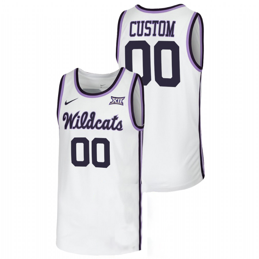  Mens Youth Kansas State Wildcats Custom Nike White Wildcats College Basketball Game Jersey 