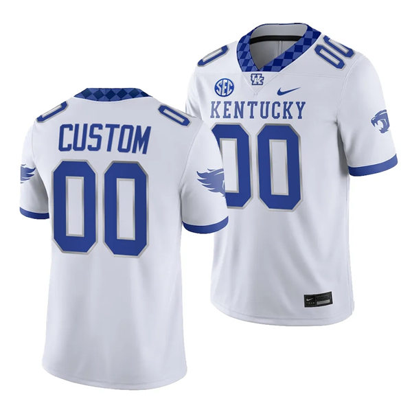  Mens Youth Kentucky Wildcats Custom 2023 White Football Game Jersey 