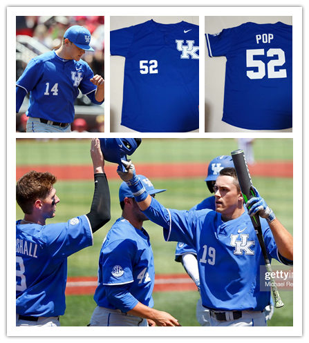  Mens Youth Kentucky Wildcats Custom Nike 2017 Roayl Pullover College Baseball Game Jersey 
