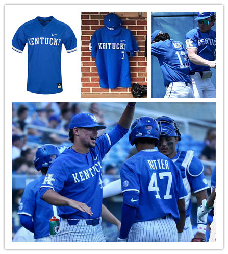  Mens Youth Kentucky Wildcats Custom Nike 2021 Roayl two-Button Pullover College Baseball Game Jersey 