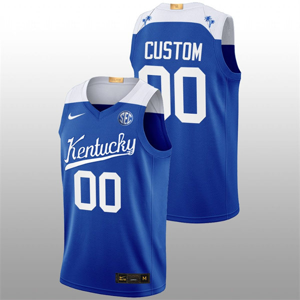  Mens Youth Kentucky Wildcats Custom Nike Royal 2022-23 College Basketball Bahamas Game Limted Jersey 