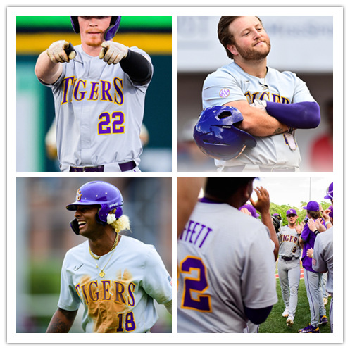  Mens Youth LSU Tigers Custom Nike 2023 Gray Tigers  Baseball Game Jersey 
