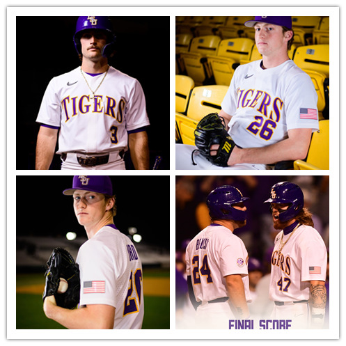  Mens Youth LSU Tigers Custom Nike 2023 White Tigers  Baseball Game Jersey 