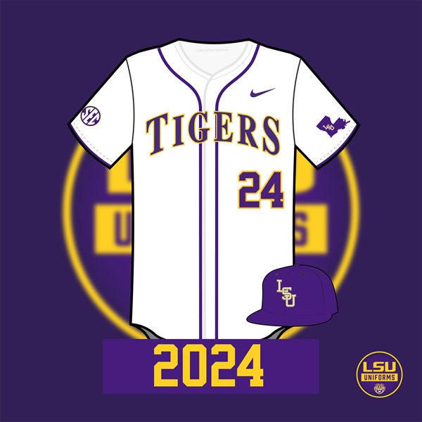  Mens Youth LSU Tigers Custom Nike 2024 White Full-Button Baseball Jersey 