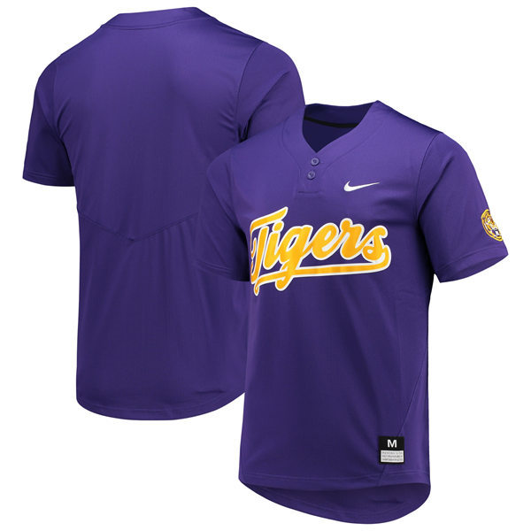  Mens Youth LSU Tigers Custom Nike PurpleTwo-Button Softball Jersey 
