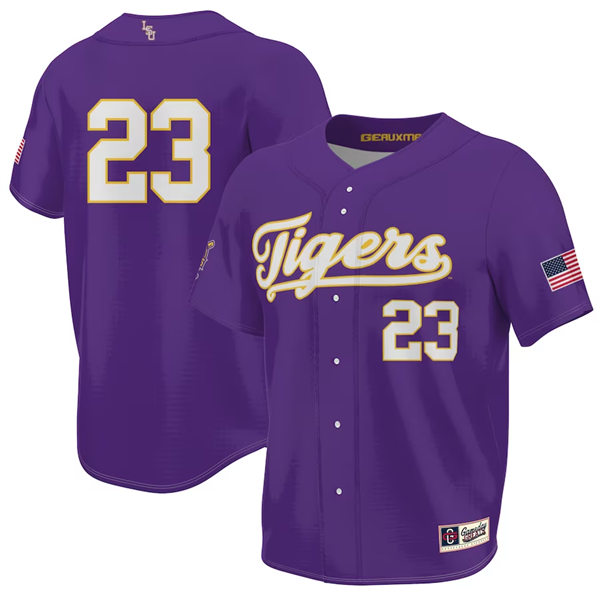  Mens Youth LSU Tigers Custom Purple 2023 NCAA Baseball College World Series Champions Limited Jersey 