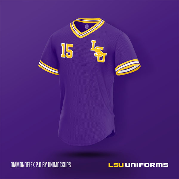  Mens Youth LSU Tigers Custom Purple Pullover Baseball Retro Jersey 