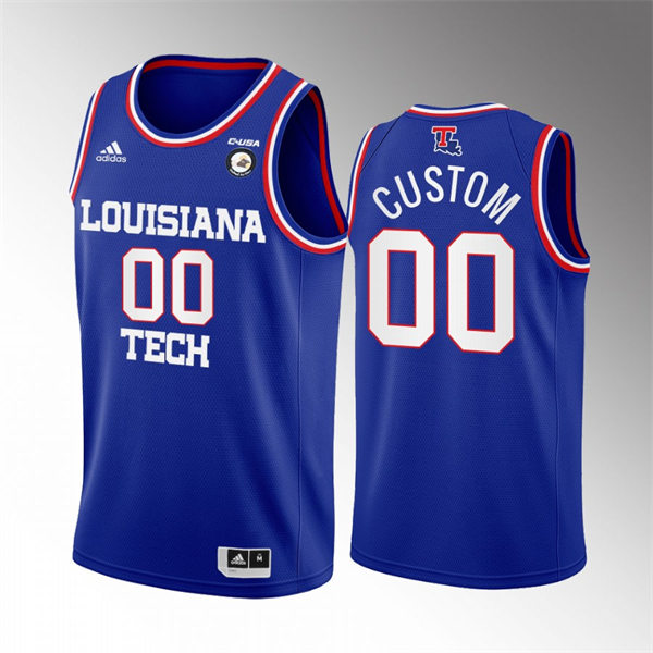  Mens Youth Louisiana Tech Bulldogs Custom  Adidas Blue Away College Basketball Game Jersey 