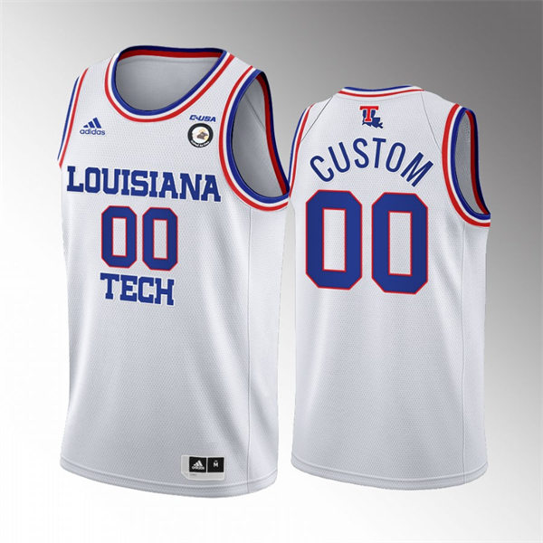 Mens Youth Louisiana Tech Bulldogs Custom  Adidas White Home College Basketball Game Jersey 