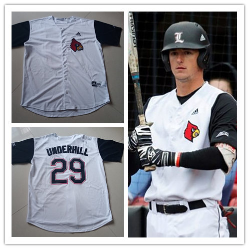  Mens Youth Louisville Cardinals Custom White Black Slleeve Adidas College Baseball Jersey 