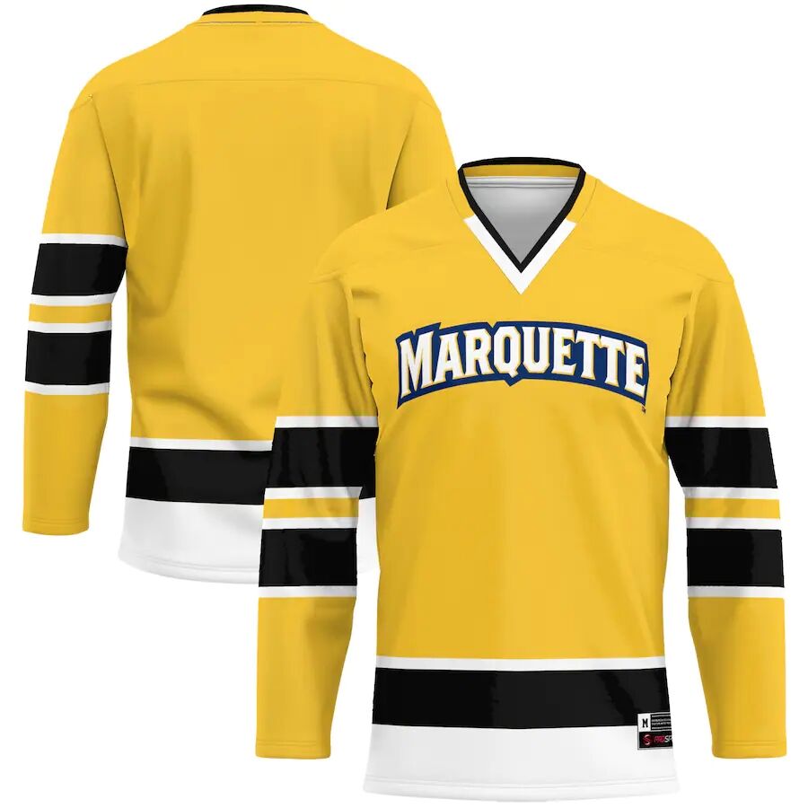  Mens Youth Marquette Golden Eagles Custom Gold College Hockey Jersey 