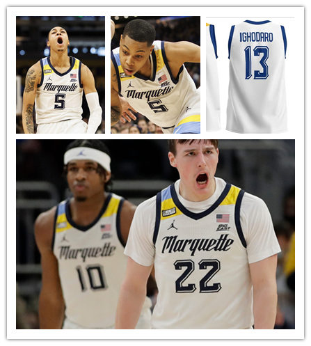  Mens Youth Marquette Golden Eagles Custom White 2022 College Basketball Game Jersey 