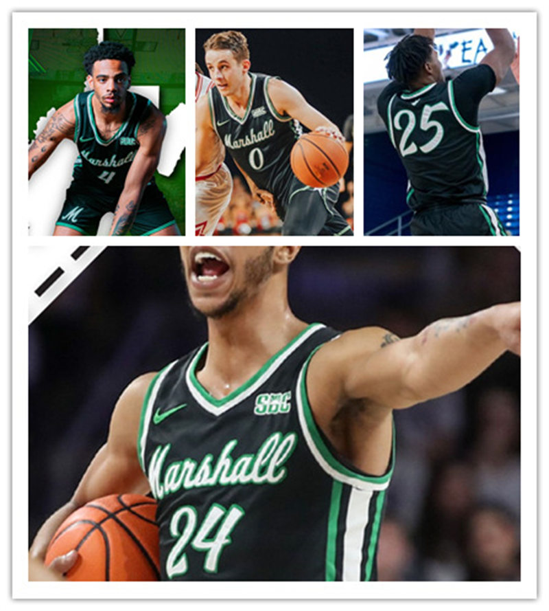  Mens Youth Marshall Thundering Herd Custom Nike 2023 Black Basketball Game Jersey 