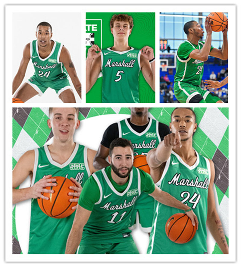  Mens Youth Marshall Thundering Herd Custom Nike 2023 Green Basketball Game Jersey 