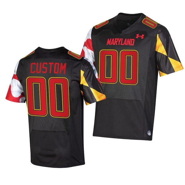  Mens Youth Maryland Terrapins Custom  Black 2022 College Football Game Jersey 