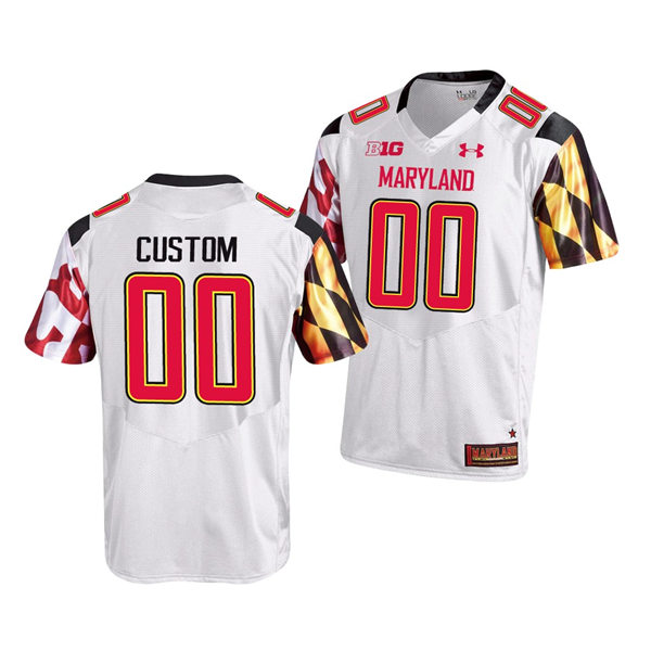  Mens Youth Maryland Terrapins Custom White 2022 College Football Game Jersey 