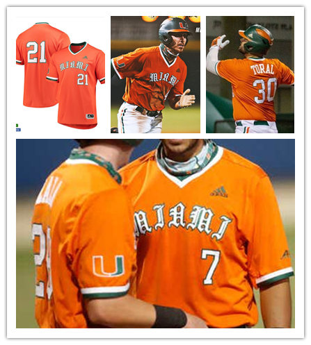  Mens Youth Miami Hurricanes Custom Adidas 2021 Orange Pullover Baseball Jersey 