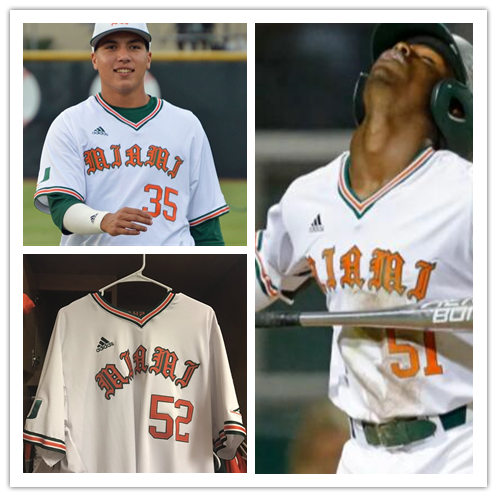  Mens Youth Miami Hurricanes Custom Adidas 2021 White Pullover Baseball Jersey 