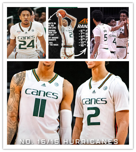 Mens Youth Miami Hurricanes Custom Adidas 2022-23 White Canes Basketball Game Jersey 