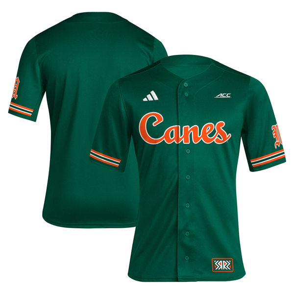  Mens Youth Miami Hurricanes Custom adidas Green Reverse Retro Baseball Jersey 